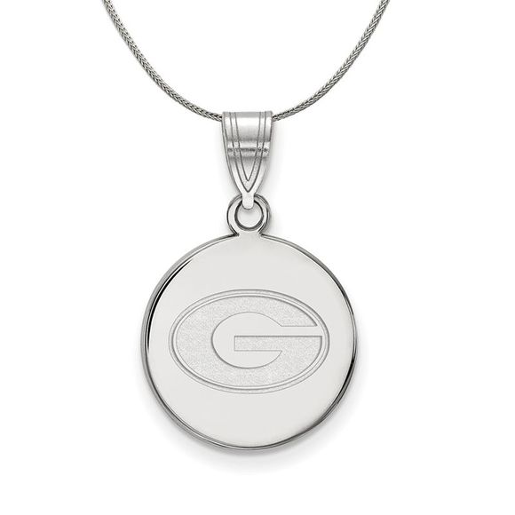 Sterling Silver U. of Georgia Medium Disc Necklace - 20 Inch